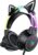Lightweight Gaming Headset with Detachable Cat Ears, RGB Lighting, Wired Over Ear Headphones with Mic for PC, PS4, PS5, Switch, Stereo Surround Sound, Self-Adjusting Headband