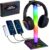 RGB Gaming Headset Stand, LED Headset Holder with 3 Charging Ports (2 USB & 1 Type-C) & 10 Lighting Modes, Headphone Stand Cool Stuff for Boys, Desk PC Gaming Accessories Gifts for Gamers Men Adult