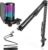 FIFINE Gaming PC USB Microphone, Podcast Condenser Mic with Boom Arm, Pop Filter, Mute Button for Streaming, Twitch, Online Chat, RGB Computer Mic for PS4/5 PC Gamer Youtuber-AmpliGame A6T