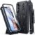 FNTCASE for Samsung Galaxy S24-FE Case: Military Grade Rugged Cell Phone Cover with Kickstand & Holster | Shockproof TPU Protection Bumper Matte Textured Design for Galaxy S24 FE Cases 6.7inch – Black