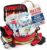Scherber First Responder Fully-Stocked Professional Essentials EMT/EMS Trauma Kit | HSA/FSA Approved | Reflective Bag w/8 Zippered Pockets & Compartments & 200+ First Aid Supplies – Red