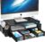 Simple Trending Desk Organizer and Accessories, 2 Tier Computer Metal Monitor Stand Riser with Drawer and Pen Holder for Laptop, Computer, iMac, Black