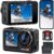 Waterproof Action Camera Underwater,Sports Camera 4K60FPS 30MP with EIS/Dual Screen/5X Zoom/Remote Control,Bare Underwater Camera with Waterproof Case,4K Action Camera for Vlogging/Video Recording